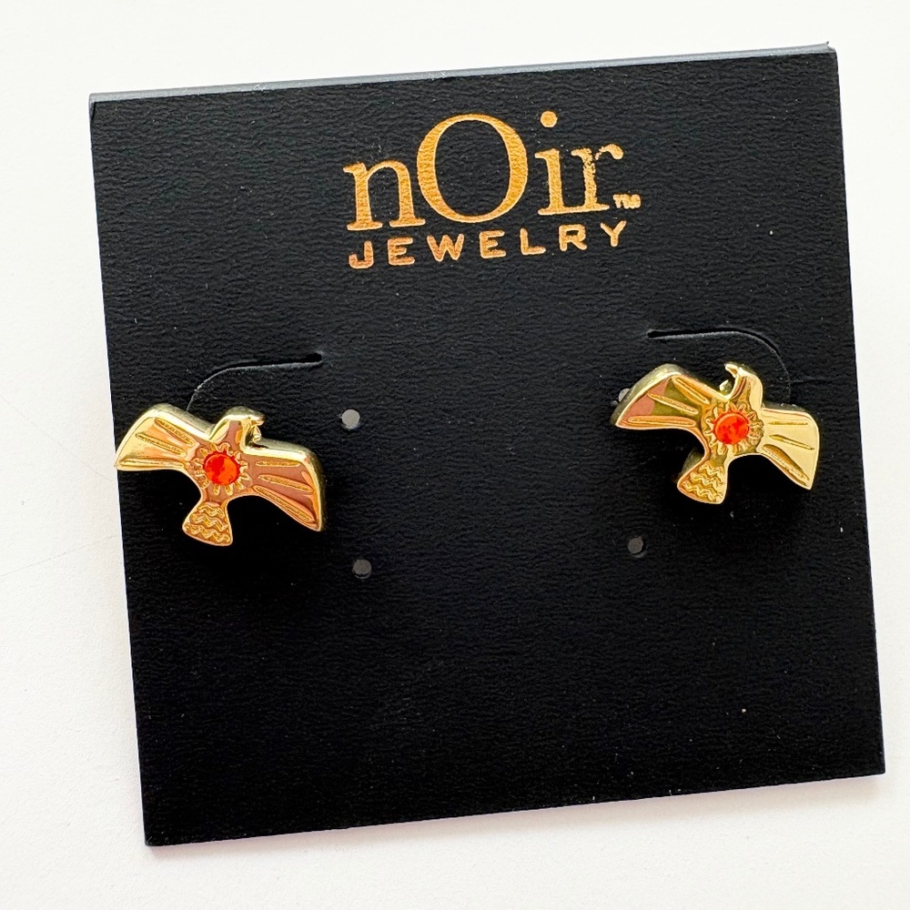 Noir NYC gold plated bird earrings